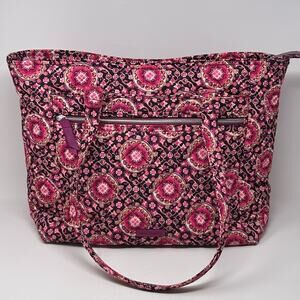 Vera Bradley Iconic Vera Work Tote Bag Raspberry Medallion Pink Laptop Pocket